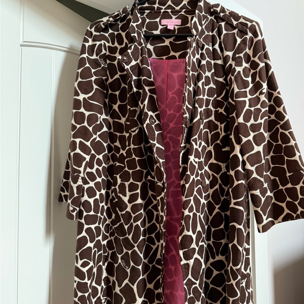 Lilly Pulitzer Brown and White Animal Print Jacket